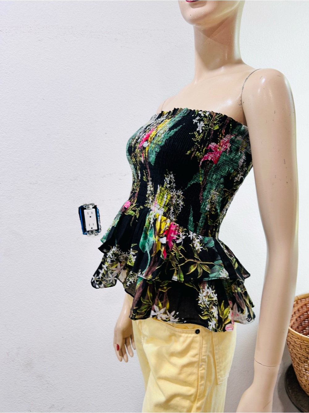 ISABEL MARANT ETOILE Strapless smock floral tropical top